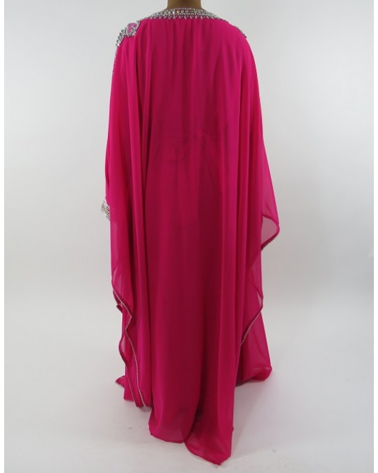 Amani’s Pink Long Sleeve Occasion Maxi Dress Moroccan Caftan – Kaftan Style UK - Occasion Kaftans - Kaftan056