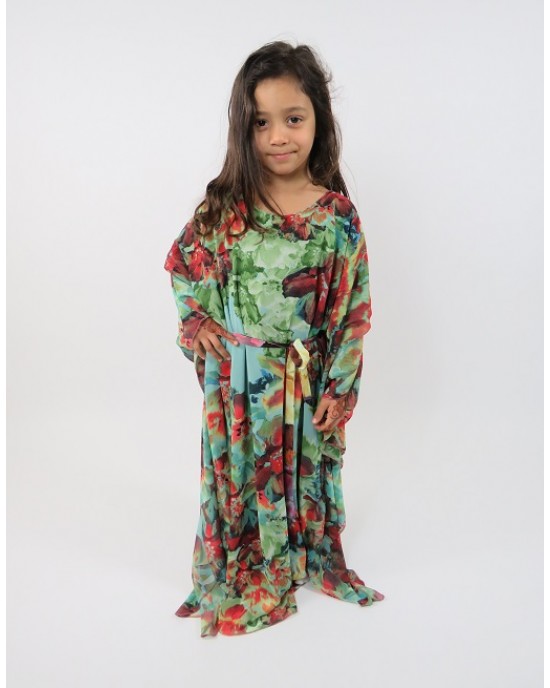 Amani’s Floral Print Long Sleeve Kids Maxi Dress Style UK - Childrens Dresses - KidsDress016