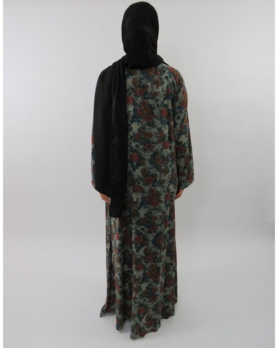 Amani’s Green Floral Printed Cotton Long Sleeve Maxi Dress Style UK - Long Sleeve Maxi Dresses - MaxiDress024