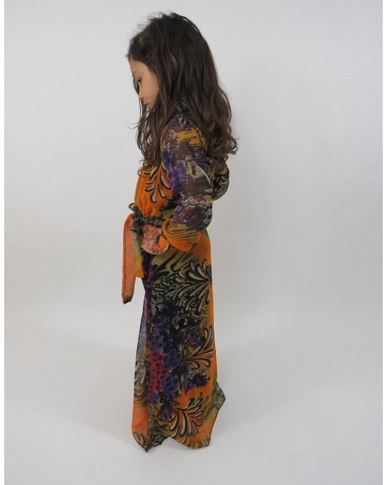 Amani’s Orange Long Sleeve Kids Maxi Dress Style UK - Childrens Dresses - KidsDress010