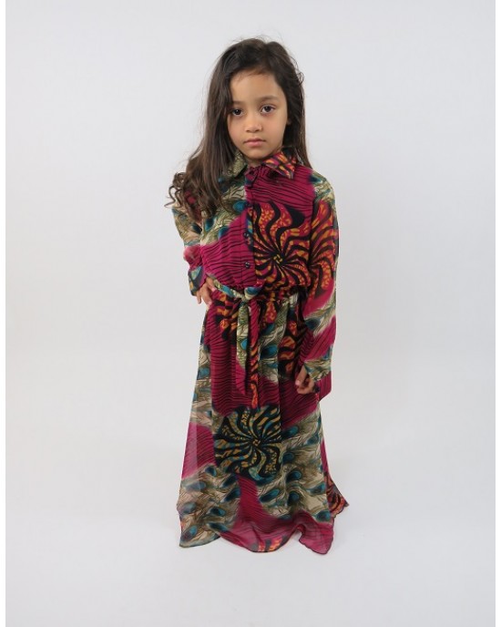 Amani’s Purple Long Sleeve Kids Maxi Dress Style UK - Childrens Dresses - KidsDress009
