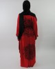 Amani’s Red Soft Cotton With Print Maxi Dress Style UK - Long Sleeve Maxi Dresses - MaxiDress035