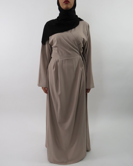 Amani’s Beige Long Sleeve Wrap Around Maxi Jacket – Dress Style UK - Jackets - Jacket001