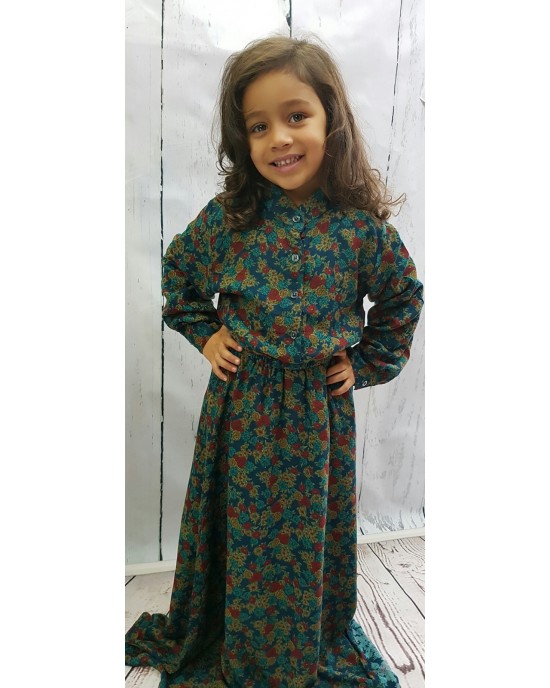 Mia s Floral Print Cotton Long Sleeve Maxi Dress - Childrens Dresses - AME018