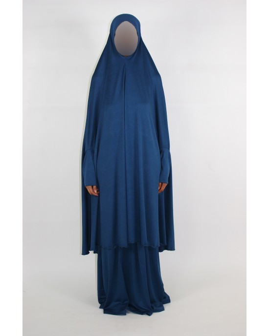 Amani’s 2 Piece Blue Jersey Stretch Overhead Jilbab – Burka – Burqa Style UK - Burqa - Jilbabs - Burka - Jilbab005