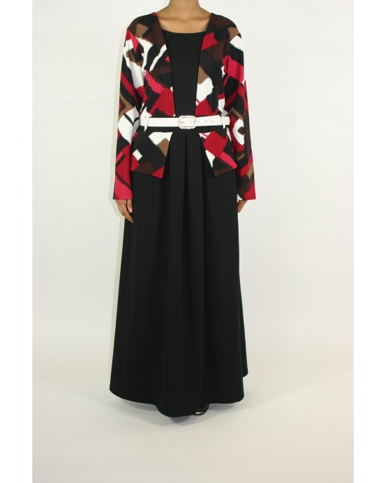 jacket layered long sleeve maxi dress Style - CLEARANCE - G011