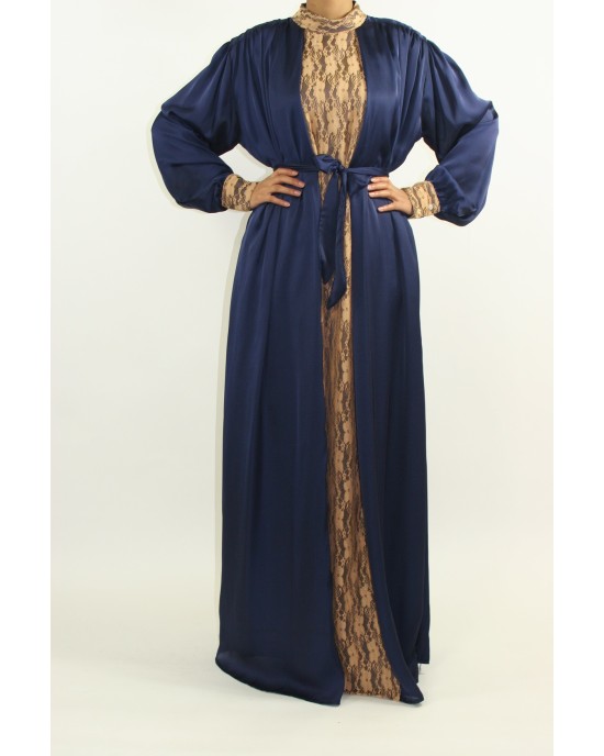 Amani’s Navy Blue Silk Long Sleeve Maxi Dress Style UK - Long Sleeve Maxi Dresses - MaxiDress049